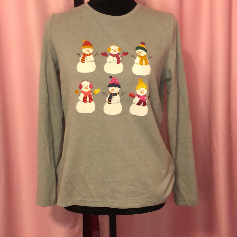Kim Rogers Perfectly Soft Winter Snow Man Long Sleeve T Shirt